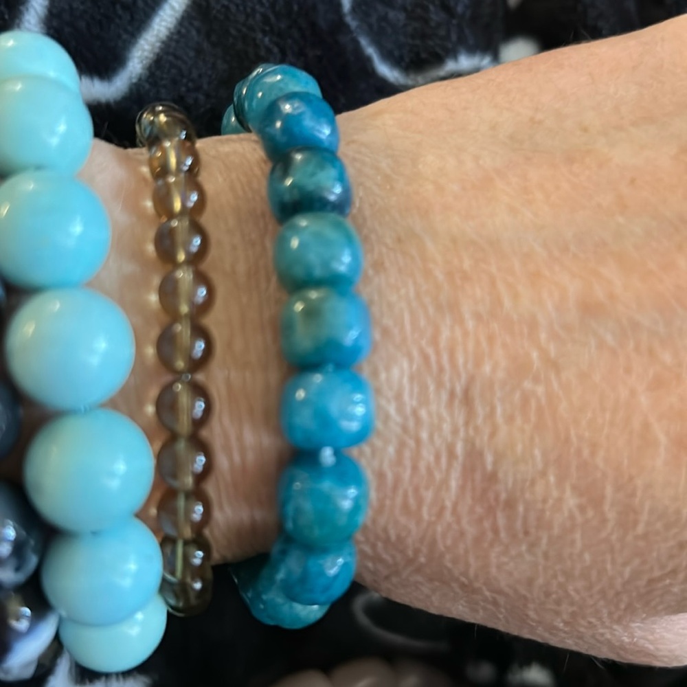 BLUE APATITE high quality chunky beaded bracelet